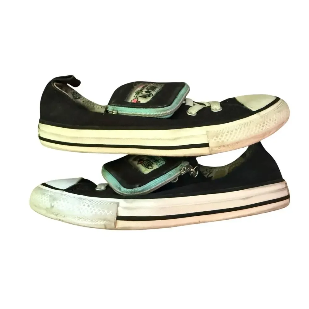Converse All Star Black Gamer Pouch Slip On Sneakers Size 3